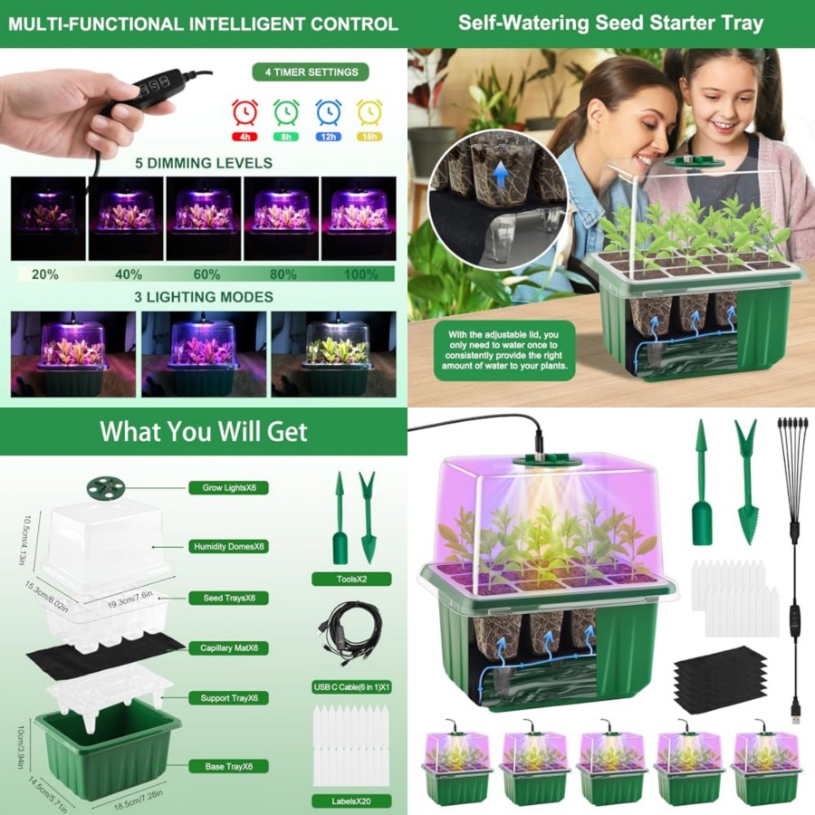 Humidity Dome Kit - Taca do rozsady z oświetleniem, 6